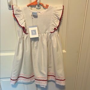 NWT Bella Bliss, Girls size 6, white with red and pink Rick Rack party dress